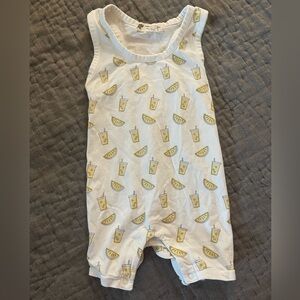Monica + Andy 6-9 month lemonade sleeveless tank romper white organic cotton